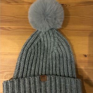 Roots Heather Gray Knit Hat with Pom